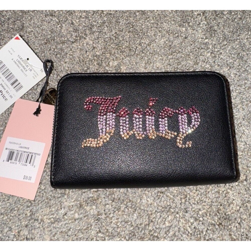 Y2K Juicy Couture Liquorice Black Be Classic II Multicompartment Bifold Wallet